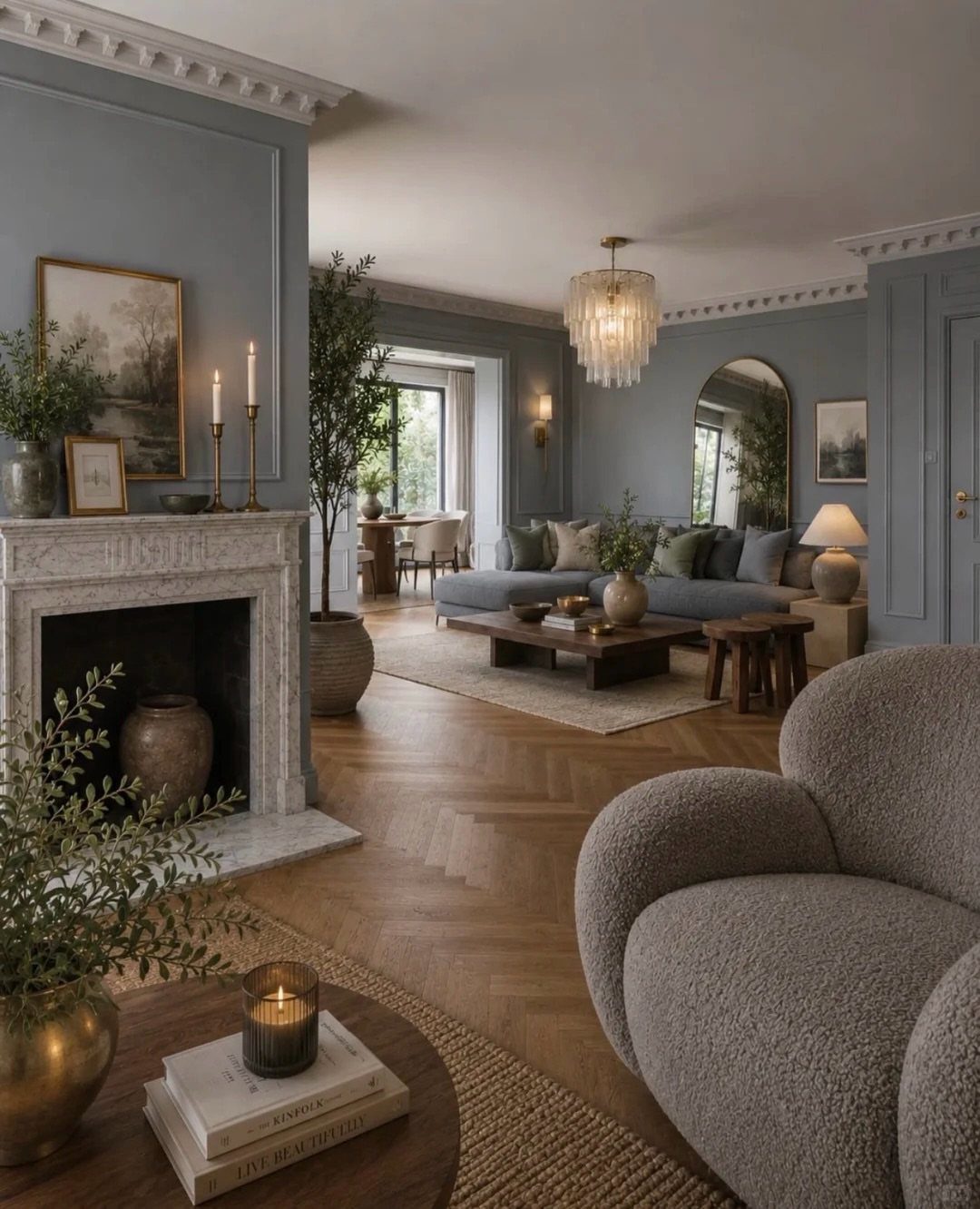 15 Grey Sofa Living Room Ideas with Real Style 3 Light grey sectional sofa with blue pillows in a grey living room