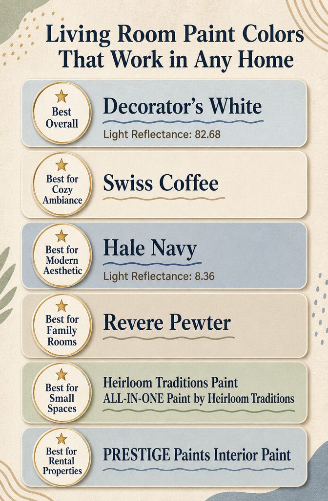 Infographic comparing different living room paint colors